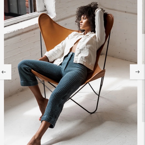 Soluna Collective Blue Wide Leg Spruce Green Waffle Pants Size 10 - Picture 1 of 16